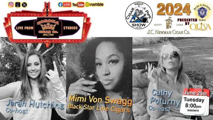 Mimi "Von Swagg" Palmer of Black Star Line Cigars joins Jerah Hutchins and Cathy Poturny.